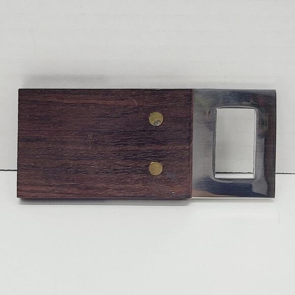 Vintage Beer Can Bottle Wood Handles Stainless Steel Made in Japan Square Handle - Picture 1 of 5